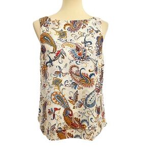 J. Jill Cream Positively Paisley Sleeveless Layered Blouse Top  Womens Sz XSP